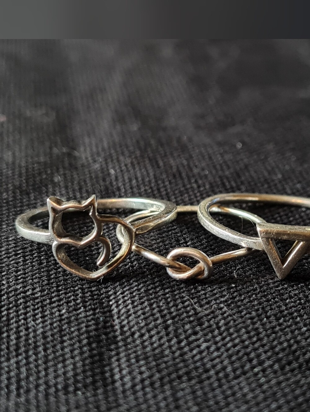 Silver Geometric Stackable Ring Set
